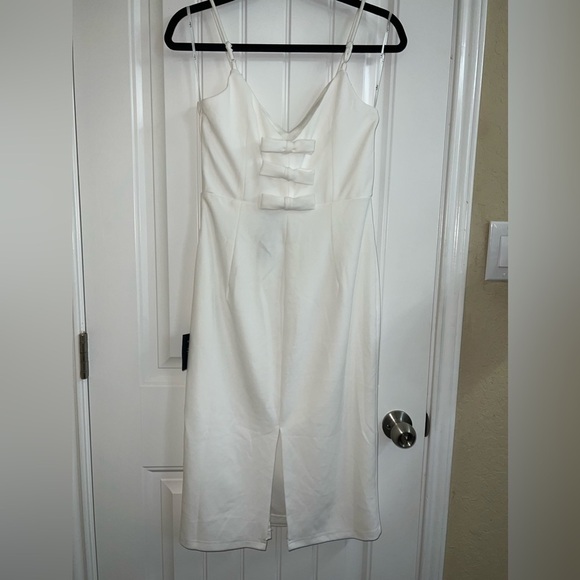 Lulu's Elegant White Midi Dress - Picture 9 of 14